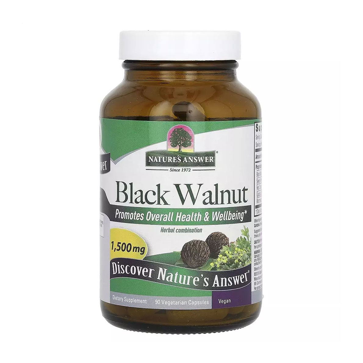 Чорний горіх Nature's Answer Black Walnut, 1500 мг, 90 вегетаріанських капсул